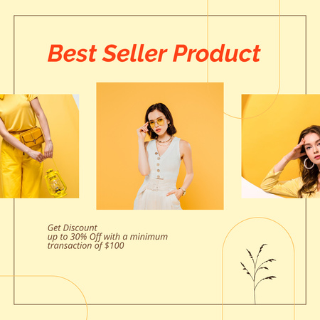 Yellow Outfits With Discount Offer And Bag Instagram Design Template