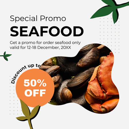 Special Promo of Delicious Seafood Instagram AD Design Template
