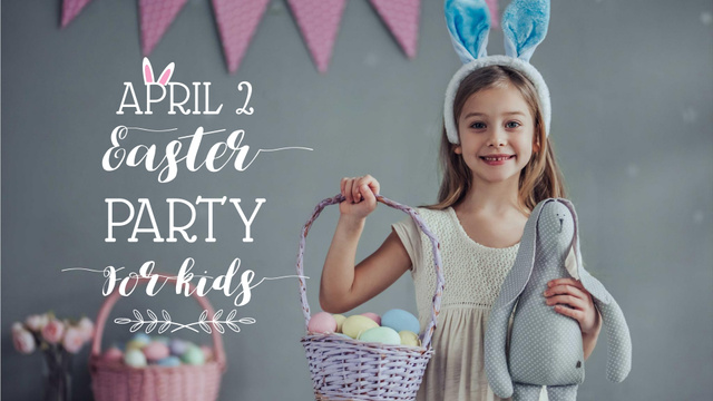 Szablon projektu Easter Party Announcement with Girl holding Bunny FB event cover