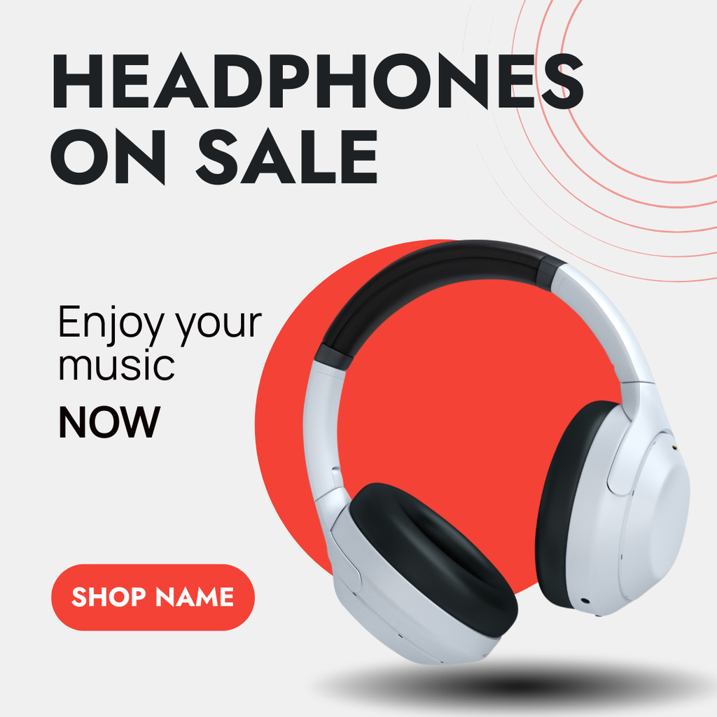 Selling Headphones for Listening to Music Instagram Πρότυπο σχεδίασης