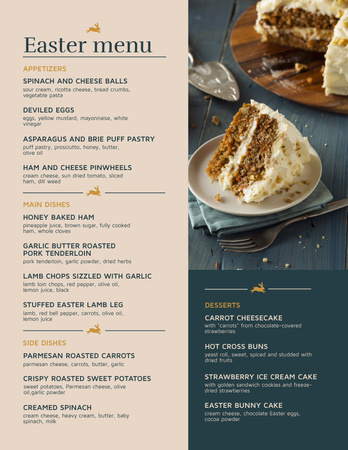 Easter Meals Offer of Sweet Yummy Desserts Menu 8.5x11in Design Template