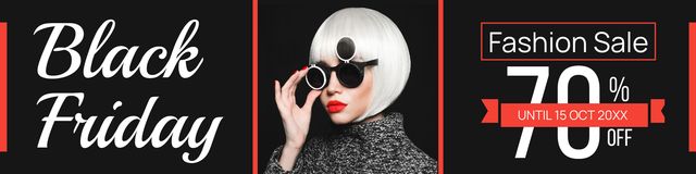Fancy Woman for Black Friday Fashion Sale Ad Twitter Modelo de Design
