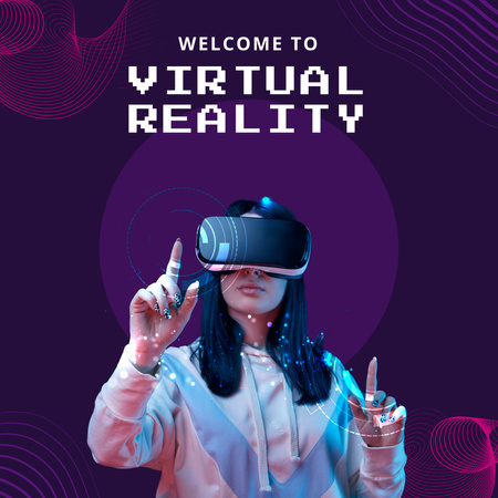 Welcome In VR With Headset Gear Instagram Design Template