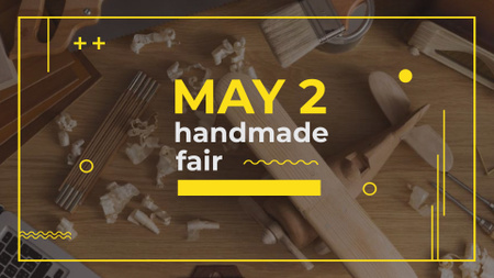 Ontwerpsjabloon van FB event cover van Handmade Fair Announcement with Wooden Toy Plane