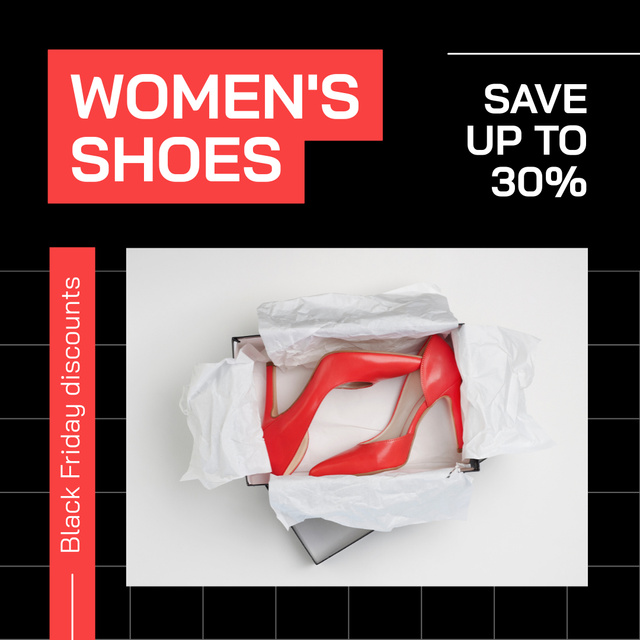 Special Offer of Women Shoes on Black Friday Animated Postデザインテンプレート