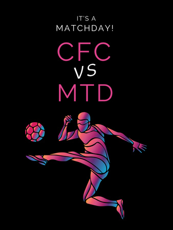 Football Match Announcement with Sportsman and Ball Poster US Design Template