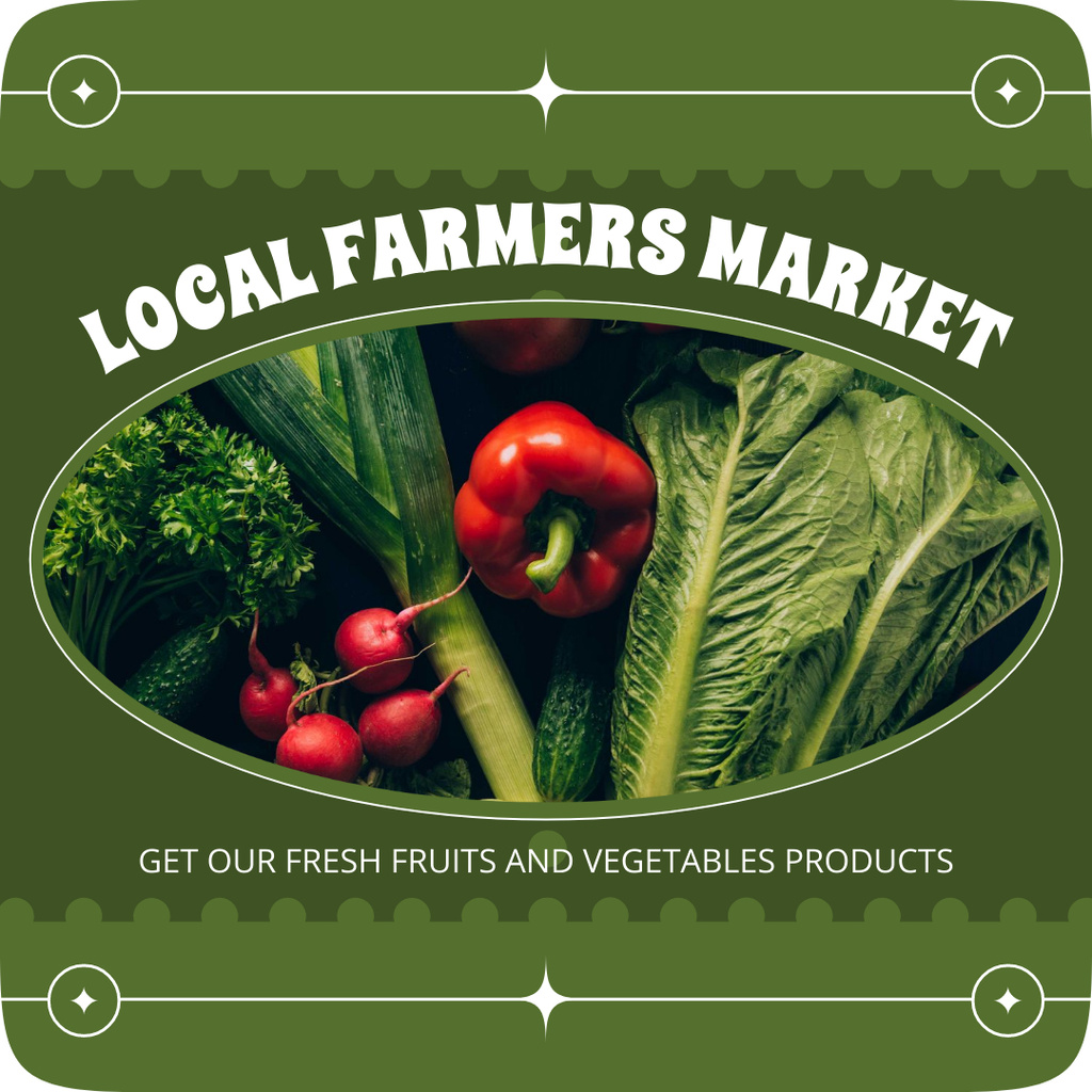Fresh Organic Vegetables at Local Farmers Market Instagram AD tervezősablon