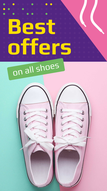 Footwear Offer with Pink Gumshoes Instagram Story Πρότυπο σχεδίασης