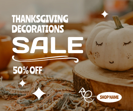 Ontwerpsjabloon van Facebook van Thanksgiving decoratie verkoopaanbieding met pompoen