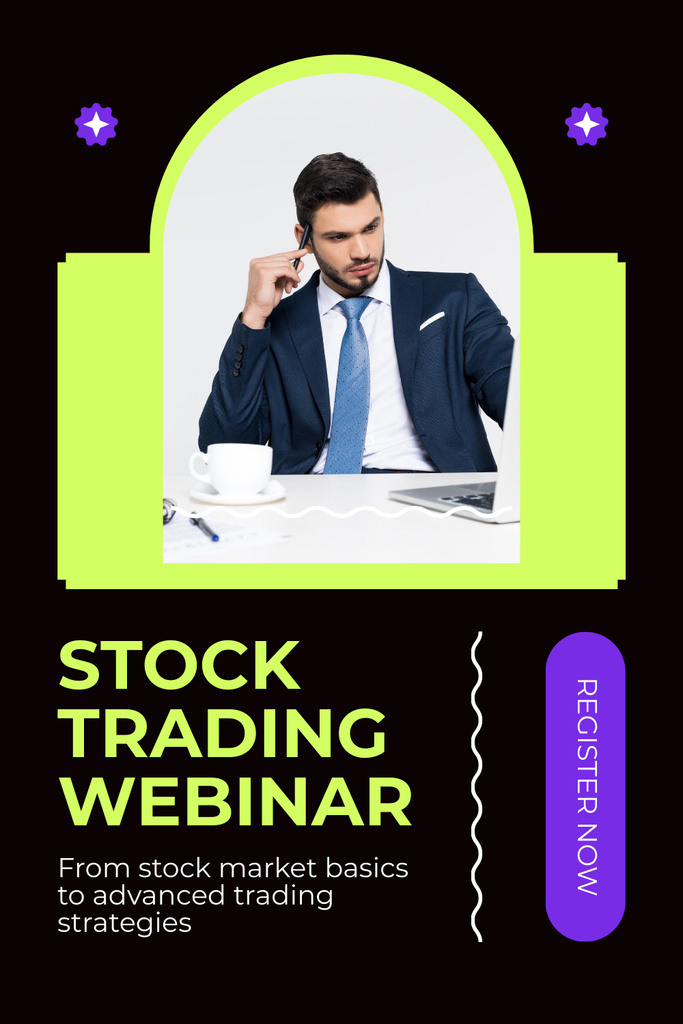 Template di design Knowledgeable Stock Trading Webinar Offer Pinterest
