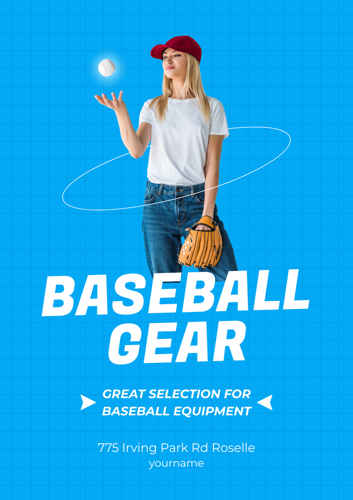 Baseball Gear Shop Advertisement Poster Design Template