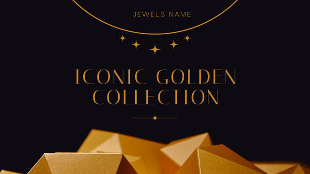 Golden Jewelry Collection Ad Title 1680x945px Modelo de Design