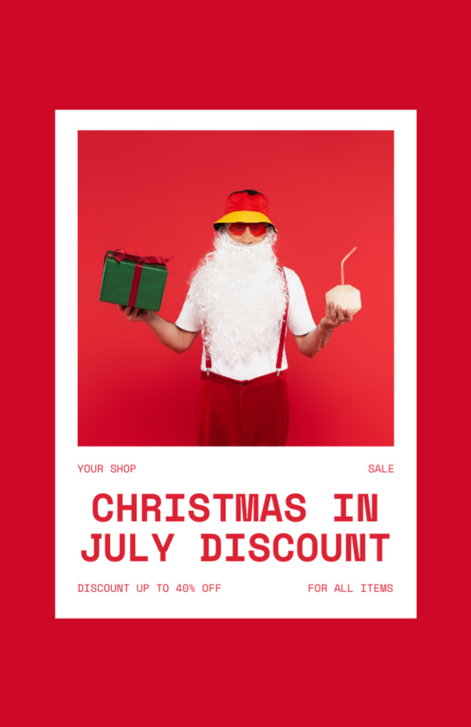 Christmas Sale in July with Discount with Santa Claus Flyer 5.5x8.5in Design Template
