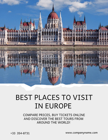 All-inclusive Travel Tour Offer Around Europe Poster 8.5x11in Design Template