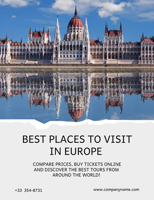 All-inclusive Travel Tour Offer Around Europe Poster 8.5x11in Šablona návrhu