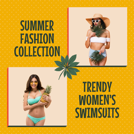 Summer Collection of Trendy Swimsuits Animated Post Design Template