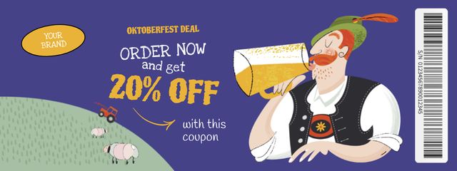 Template di design Illustration of Man drinking Beer on Oktoberfest Coupon
