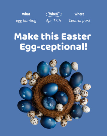 Easter Celebration with Blue Painted Eggs Poster 22x28in Πρότυπο σχεδίασης