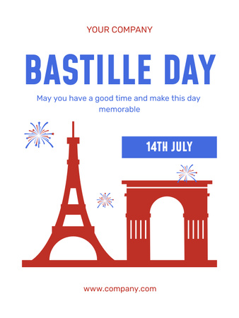 Bastille Day Greeting Poster USデザインテンプレート