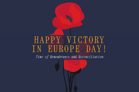Modèle de visuel Annonce de célébration du jour de la victoire avec coquelicot rouge - Postcard 4x6in