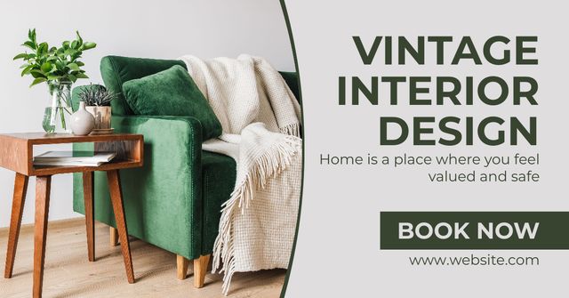 Designvorlage Vintage Interior Design Offer für Facebook AD