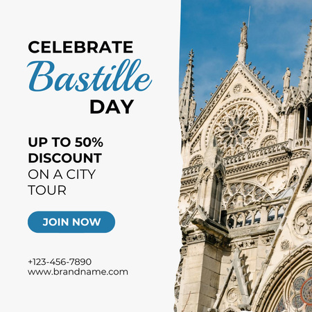 Celebrate Bastille Day,instagram post design Instagram tervezősablon