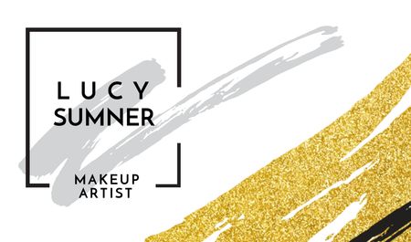 Makeup Artist Services Ad with Golden Paint Smudges Business card Design Template