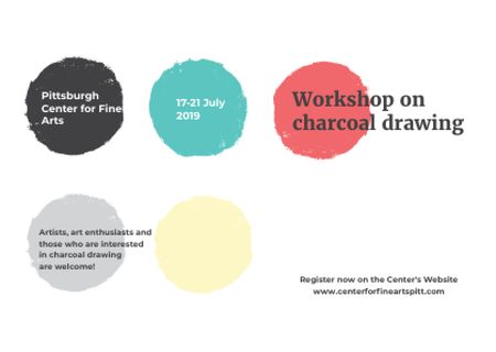 Drawing Workshop Announcement with Colourful Circles Postcard Design Template