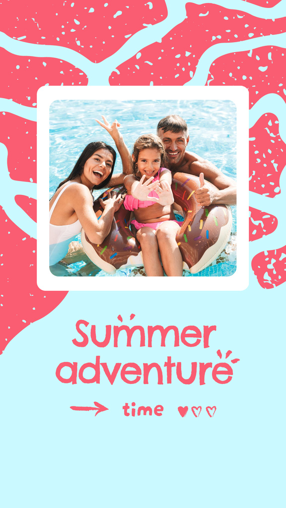 Designvorlage Summer Inspiration with Happy Family in Sea für Instagram Story