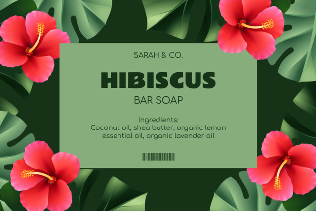 High Quality Hibiscus Soap Bar Offer Label Šablona návrhu