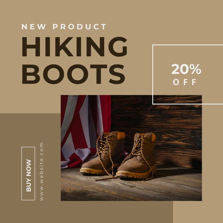 Plantilla de diseño de Anuncio de venta de nuevos productos de moda con botas de montaña Instagram 