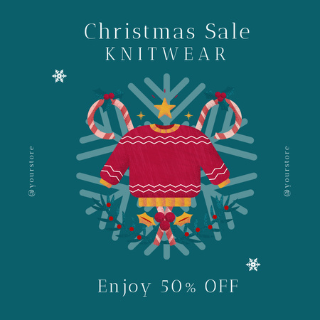 Christmas Discount for Warm Clothes Instagram AD Design Template