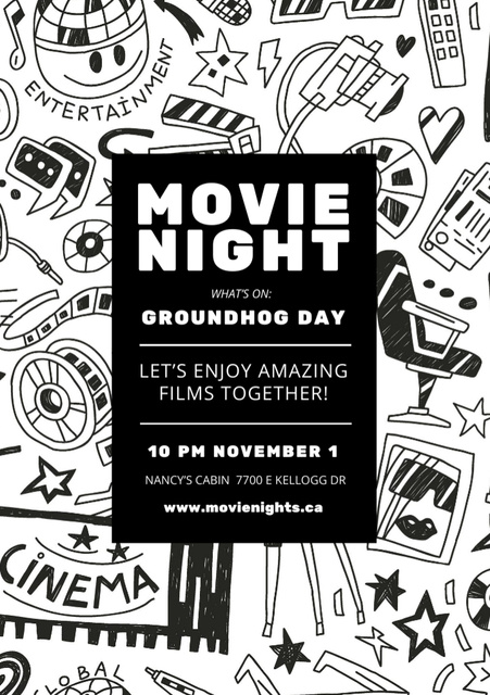 Movie Night Event Announcement on Creative Pattern Flyer A5 Šablona návrhu
