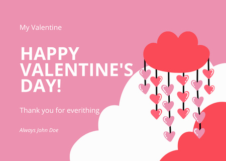 Happy Valentine's Day Greeting with Red Cloud Card Design Template