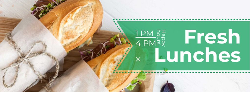 Plantilla de diseño de Fresh lunches happy hours Facebook cover 