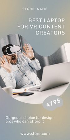 Man in Virtual Reality Glasses Graphic Design Template