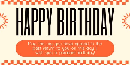 Birthday Greeting and Wishes Text on Orange Twitter Design Template