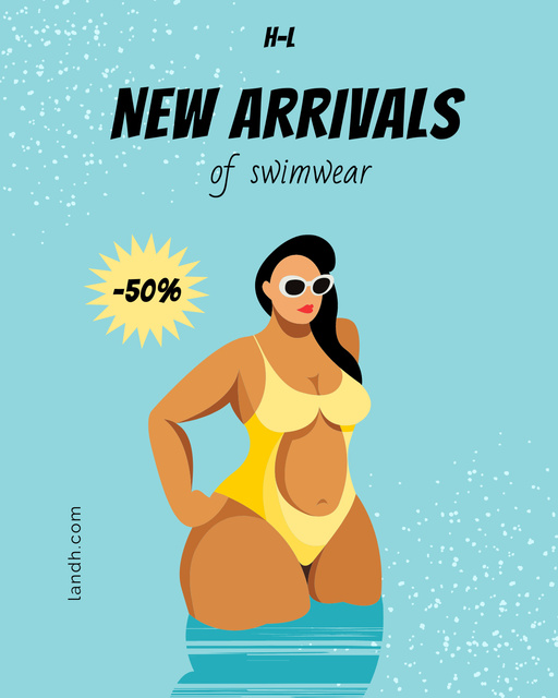 Summer Discount on Plus Size Swimsuits Poster 16x20in Design Template