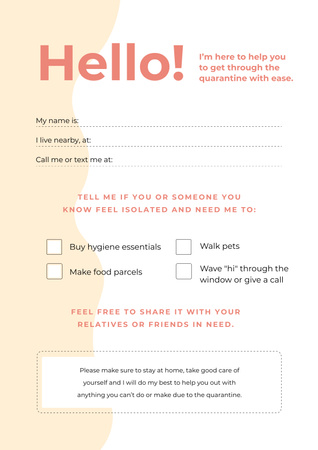 Volunteer Help Offer for people on Self-isolation Poster Design Template