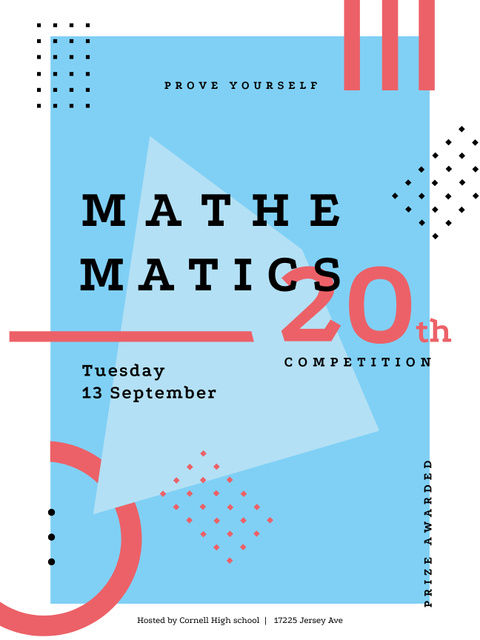 Math Competition Announcement with Simple Geometric Pattern Poster US tervezősablon