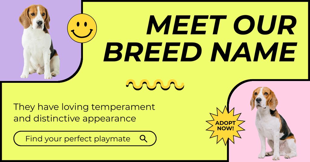 Dogs of Loving Temper for Adoption Facebook ADデザインテンプレート
