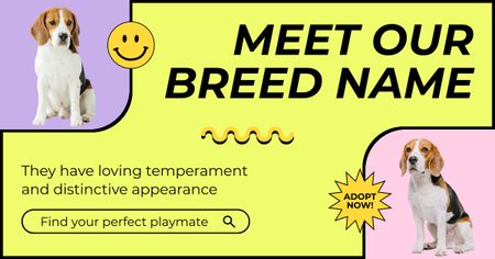 Ontwerpsjabloon van Facebook AD van Honden met een liefdevol karakter voor adoptie