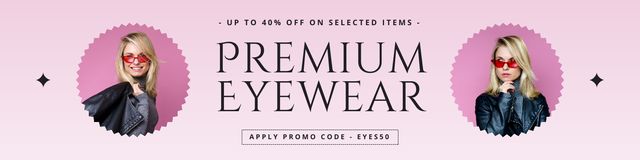 Offer of Premium Eyewear with Attractive Woman Twitterデザインテンプレート