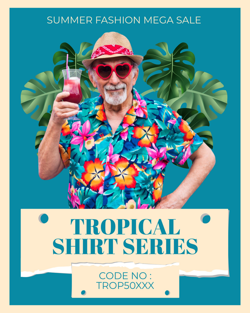Ontwerpsjabloon van Instagram Post Vertical van Offer of Tropical Shirt Series
