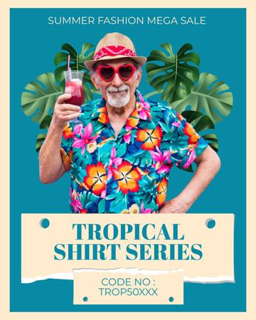 Template di design Offerta della serie di camicie tropicali Instagram Post Vertical