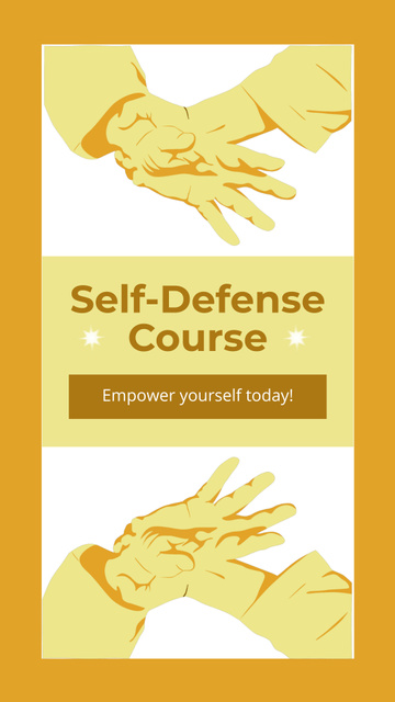 Self-Defense Course Ad with Illustration in Yellow Instagram Video Story – шаблон для дизайну