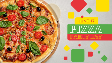 Pizza party day offer FB event cover Design Template