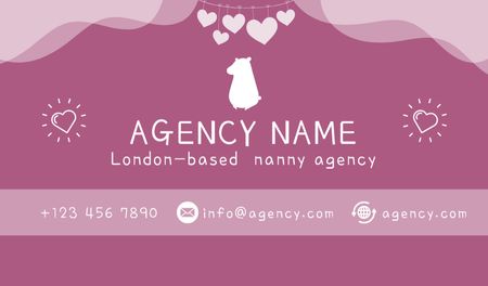 Nanny Agency Advertising in Pink Business card Design Template
