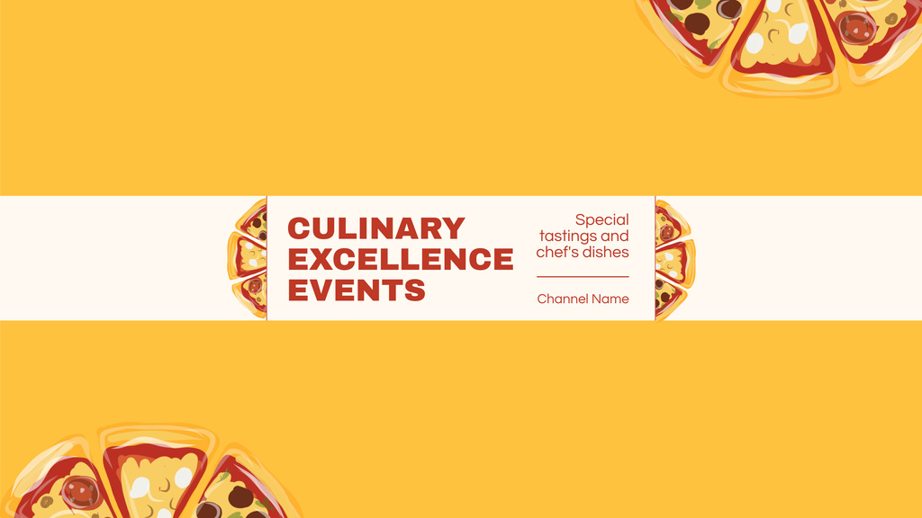 Culinary Events Ad with Illustration of Pizza Youtube Design Template