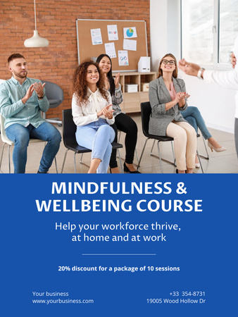 Mindfullness and Wellbeing Course Poster US Design Template